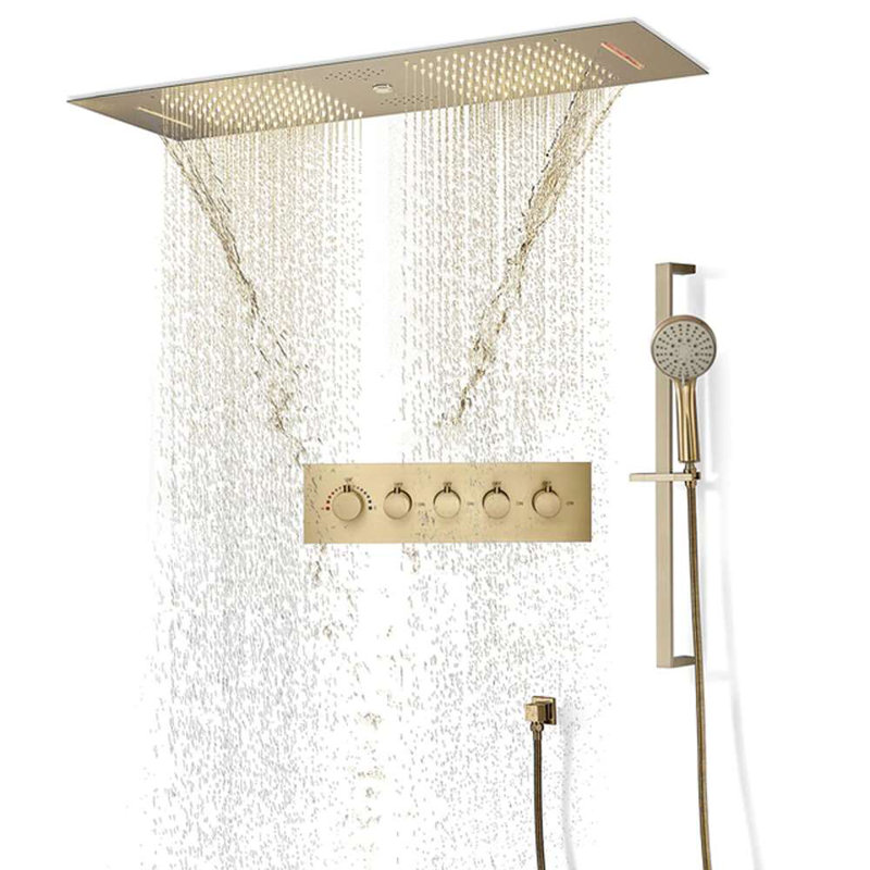 Système de douche thermostatique encastré à DEL avec plafonnier encastré Cesena par Fontana