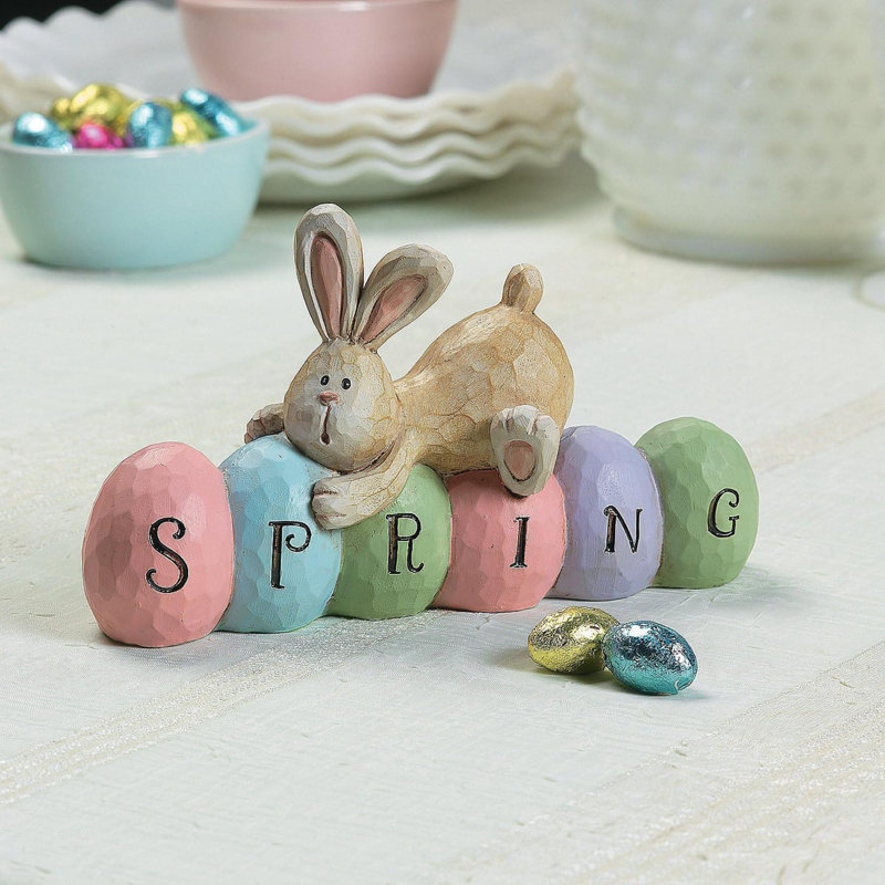 Décoration de Pâques Spring Lapin de table - peint à la main - décor de maison de campagne