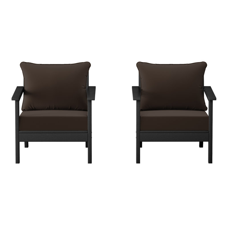 Chaise profonde avec coussins (ensemble de 2), Brown, Noir