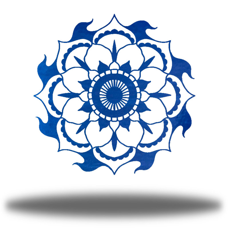 Boho Plants & Flowers Wall Decor on Metal, Blue, 36" H x 36" W x 0.06" D