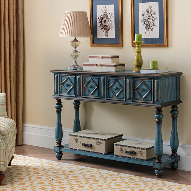 Console American Retro, Bleu, H 35,04 po x l 48,43 po x P 15,75 po