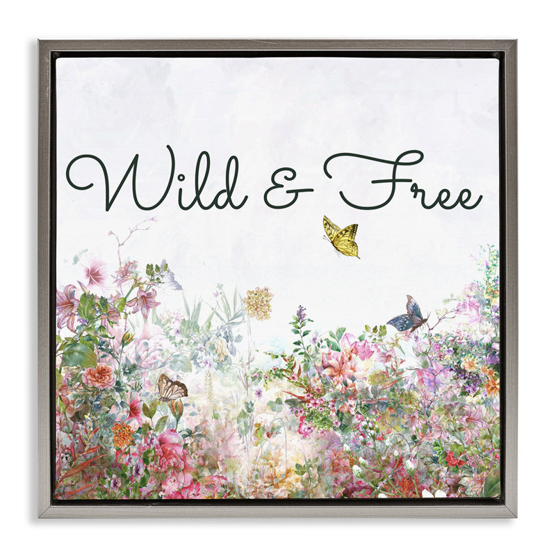 «Wild & Free Butterflies» par Karen Smith, H 18 po x l 18 po, Cadre flottant gris lustré