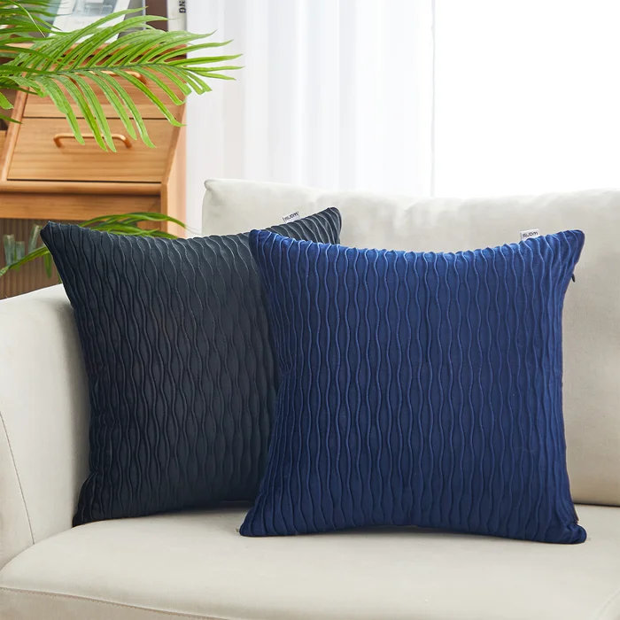 Geometric Velvet Throw Pillow, Black