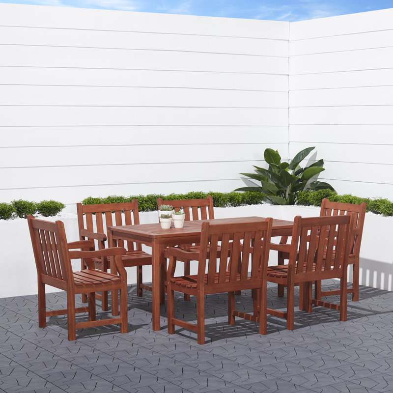 6 - Person Wood Patio Dining Set with Rectangular Table