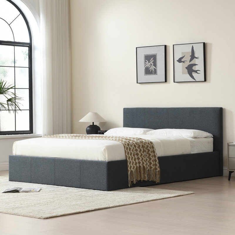 Hydraulic Lift Up Storage Upholstered Platform Bed, Full