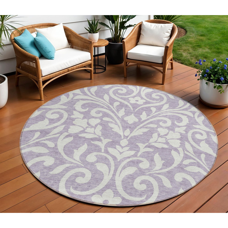 Tapis rond lavable et ivoire 8 po
