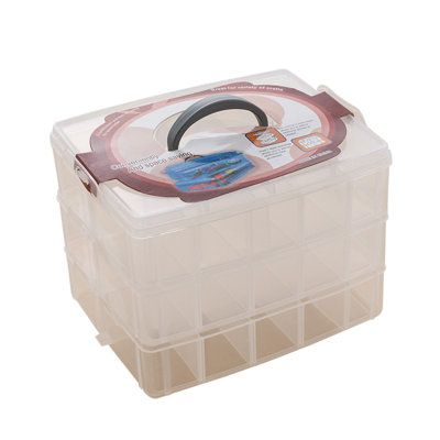 Clear Plastic Beads Jewellery Storage Organizer Tool Box Case