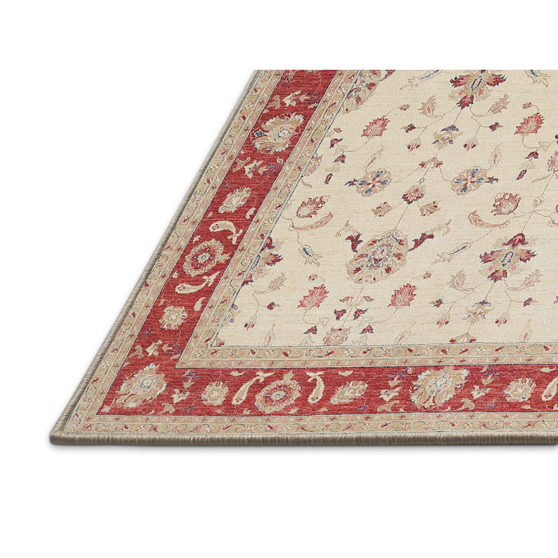 Tapis traditionnel rouge / beige Guage, Rectangle 2 pi x 4 pi
