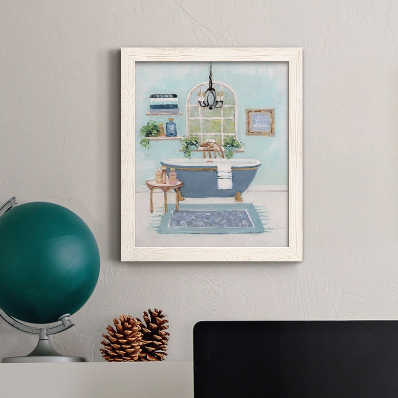 «Blue Bath I», peinture sur toile encadrée, Blanc, H 44 po x l 31 po x P 1 po