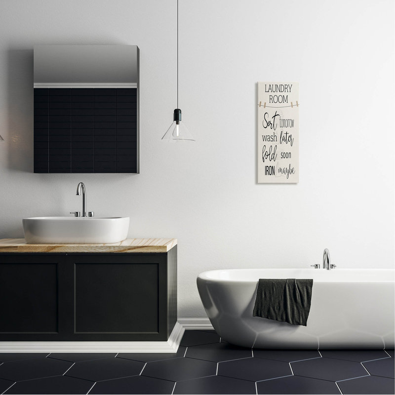 "Laundry Room List", corde à linge, art mural par CAD, H 24 po x l 10 po x P 1,5 po