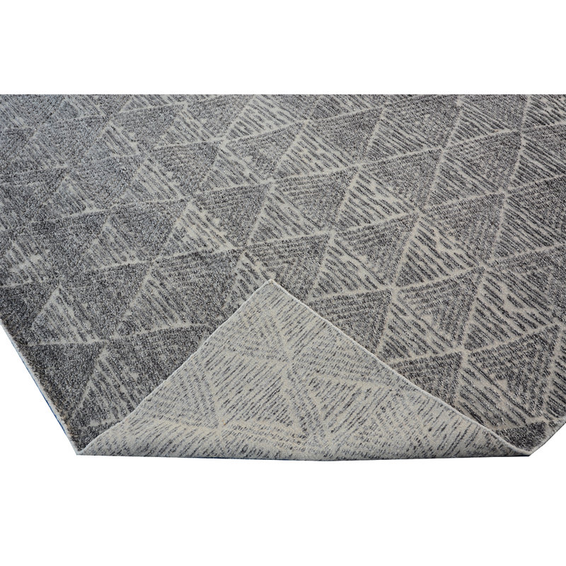 Wool Geometric Area Rug in Gray, Rectangle 8' x 10'