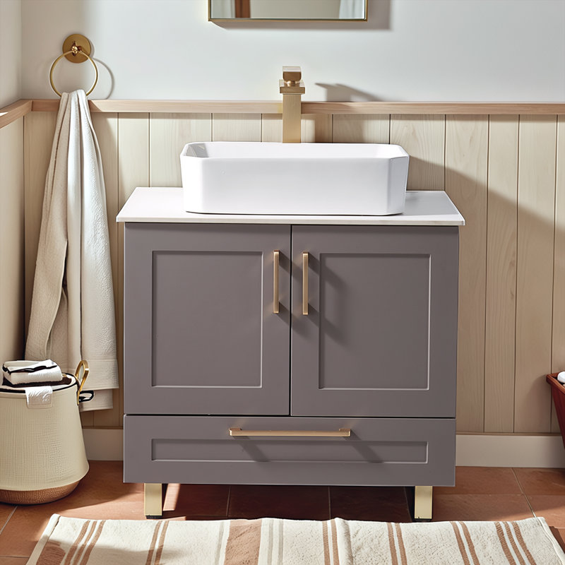 30'' Grey Modern Free-Standing Single Bathroom Vanity Set