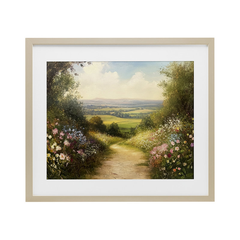 «Wildflower Lane Landscape», reproduction encadrée sous verre, par Petal Prints Design, H 13 po x l 16 po