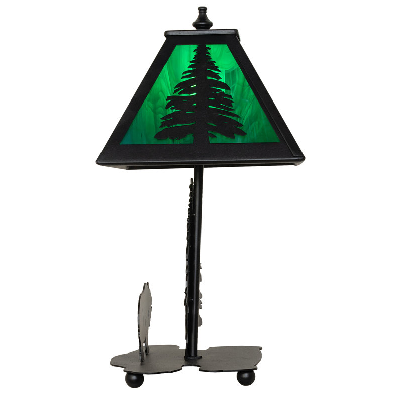 Lone Grizzly Bear Table Lamp, Emerald Green