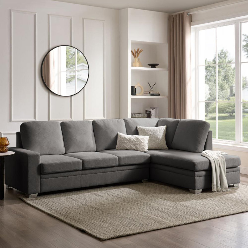 Alcott Corner Sofa, Grey Linen, Right Hand Facing
