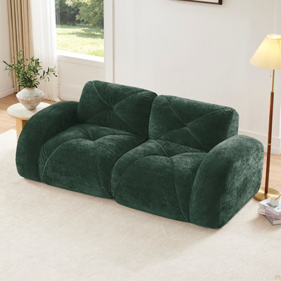 2-Seater Tufted Sofa Couches With Boneless Sofa