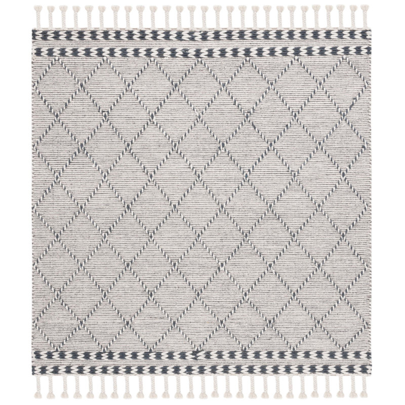 Dessiree Hand Woven Wool And Cotton Geometric Rug, Square 6'