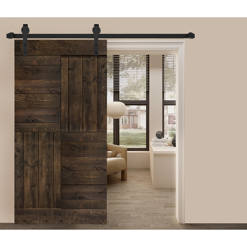 Porte de grange coulissante de style S brevetée sans quincaillerie d'installation (dalle de porte seulement) - Assemblage requis