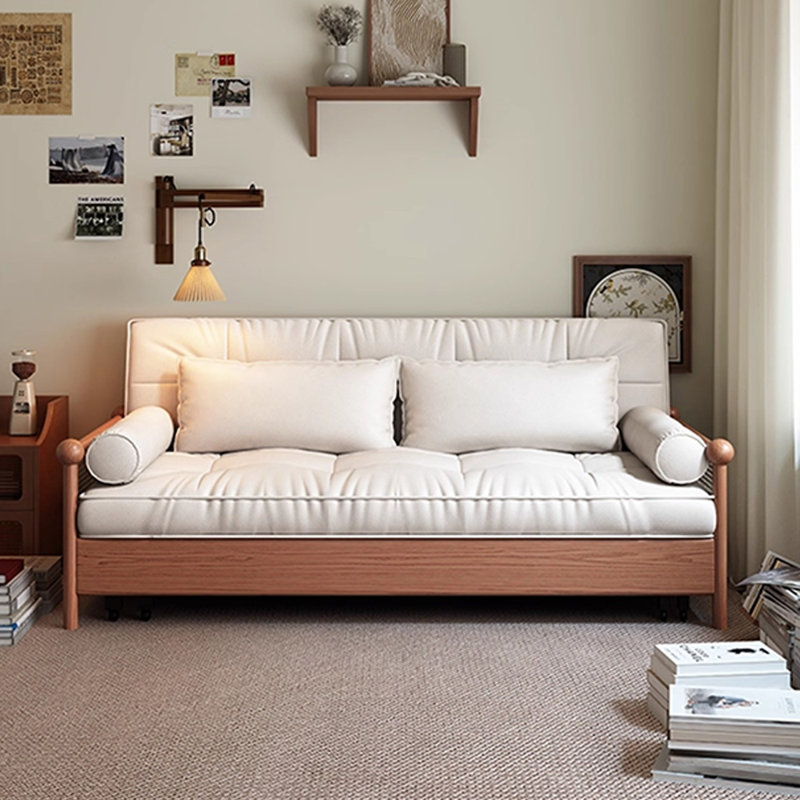 Canapé-lit standard en rotin beige et blanc, H 33,07 po x l 76,38 po x P 31,5 po