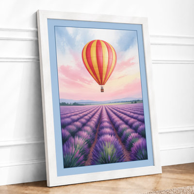 Balloon Over Lavender Boho - Framed Print