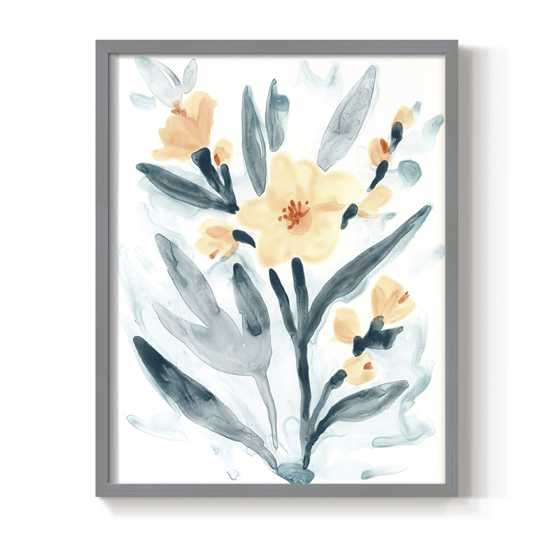 "Bouquet indigo et rosé II", Gris, H 11 po x l 9 po