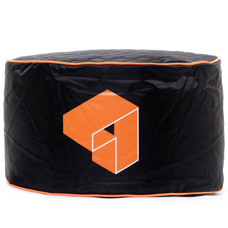 Imogene Upholstered Pouf, Orange Polyester