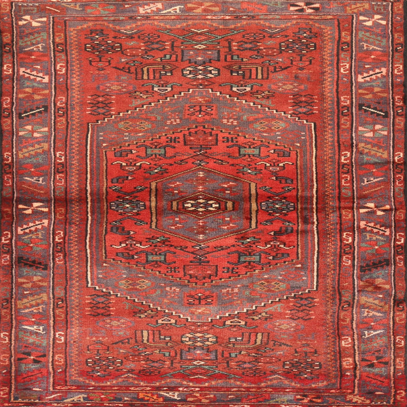 Tapis de style oriental rouge, Rond 8 pi