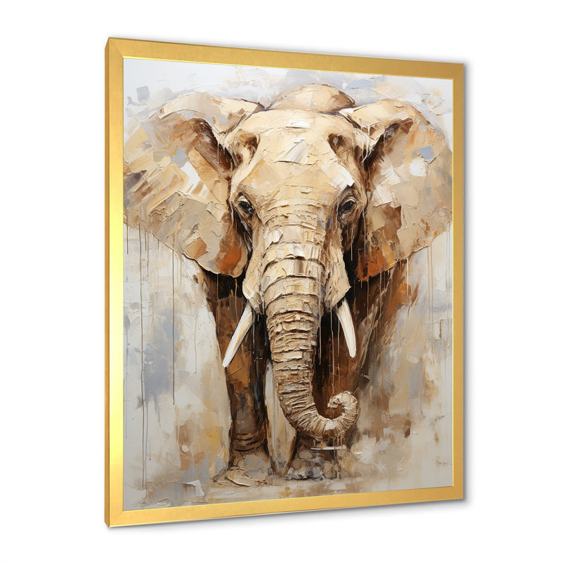 «Tusked Elephant Portrait I», reproduction sur toile, Cadre doré simple, H 40 po x l 30 po x P 1,5 po