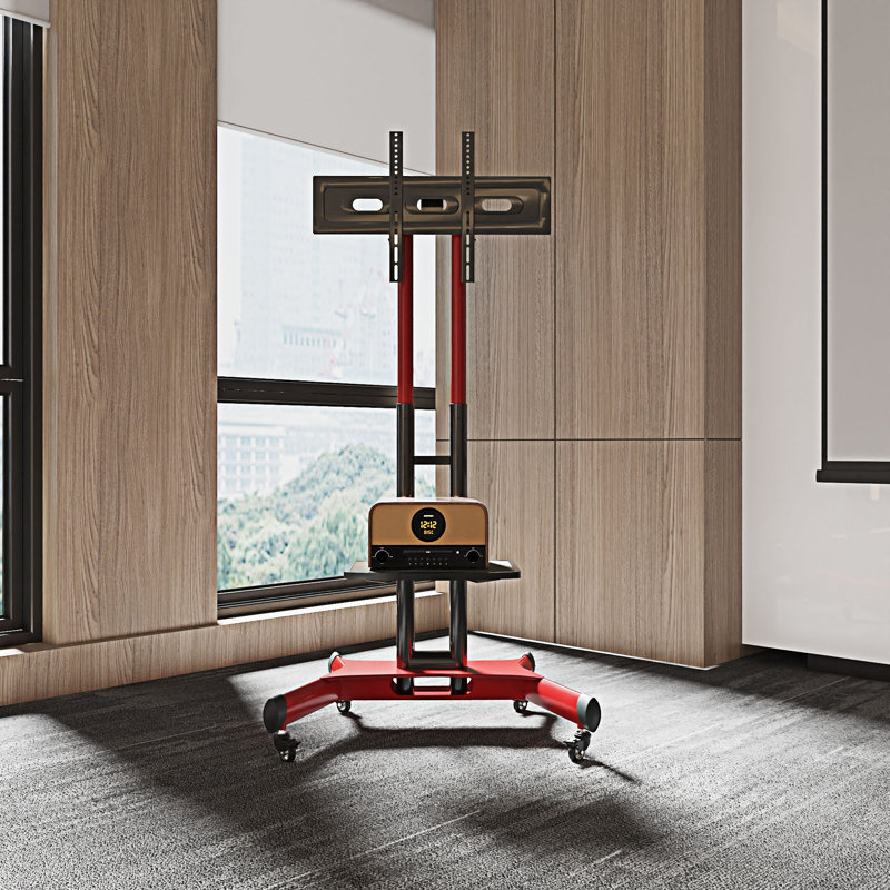 Universal Swivel TV Stand Height Adjustable Table Top, Red