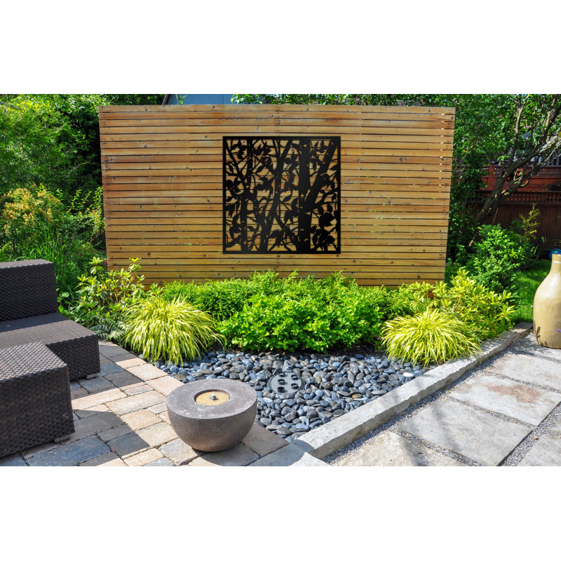 Birch Garden Aluminum Laser-Cut Privacy Screen Panel  – Powder-Coated Outdoor Metal Wall Art, Decorative Garden Fence Privacy Divider