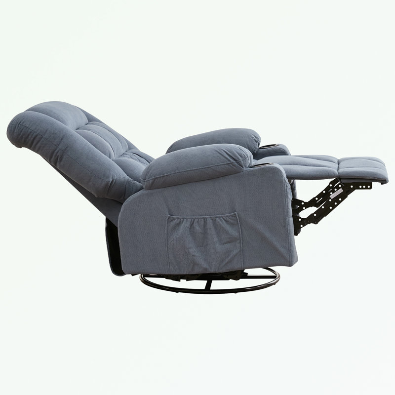 Fauteuil inclinable de massage avec chaleur, 2 porte-gobelets et port de charge USB, Bleu