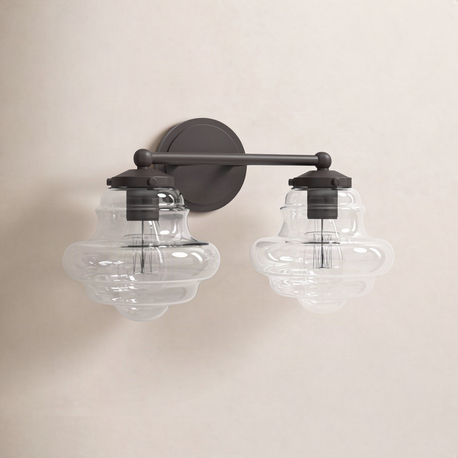 Marah 2 Light Transparent Dimmable Vanity Light, Oil Rubbed Bronze
