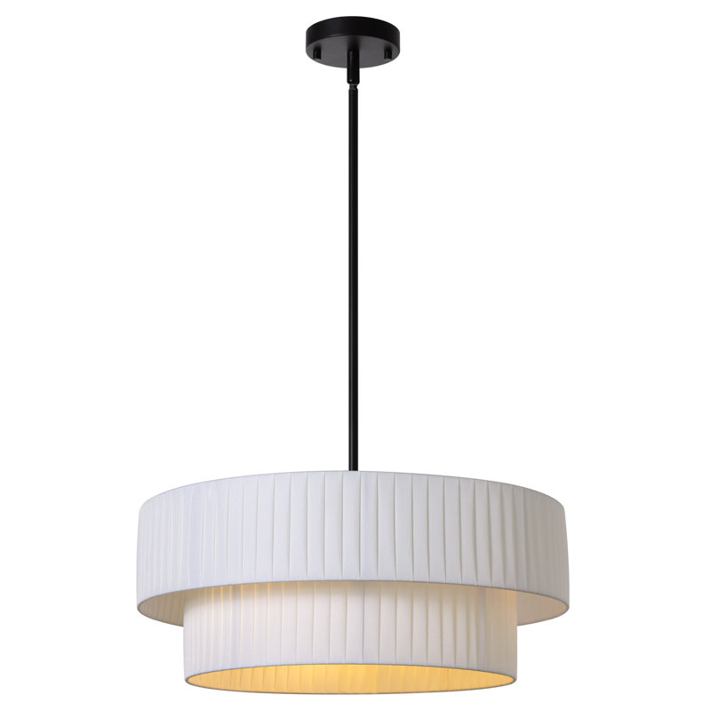 Lustre tambour à 3 lumières Reihan, Noir mat, H 7,4 po x l 19,6 po x P 19,6 po