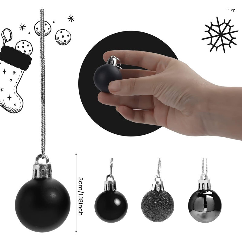 Polyvinyl Chloride (PVC) Bauble, Black, 3cm H x 3cm W x 3cm D