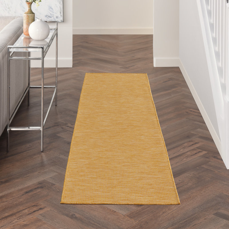 Lillehammer Solid Indoor/Outdoor Area Rug, Runner 2' x 6', Yellow