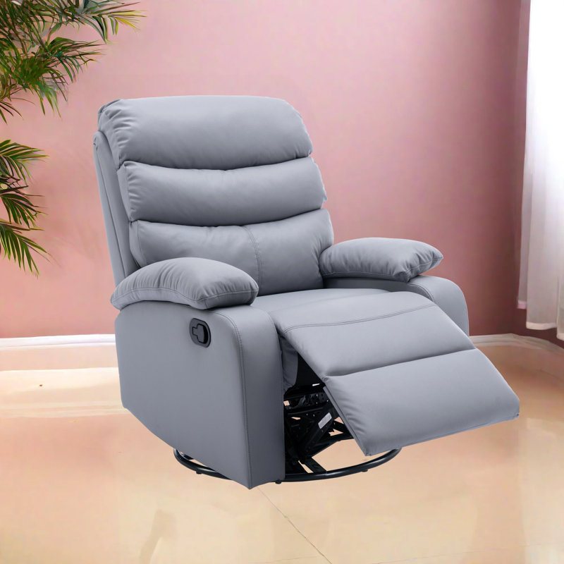Aabid Portuondo Faux Leather Recliner, Light Gray