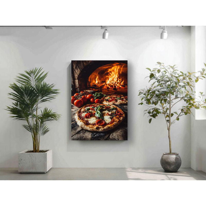 Art sur toile de pizza au feu de bois rustique: scène de pizza italienne, H 24 po x l 16 po