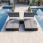 Double chaise longue d'extérieur à structure en acier - Lit de jour inclinable réglable à 5 positions avec auvent incurvé et table d'appoint cachée pour la piscine, la terrasse ou le jardin-830403193