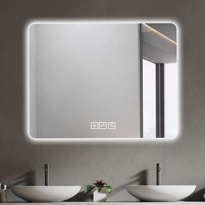 Miroir de salle de bain avec lumières à DEL avant et rétro-éclairé, anti-buée