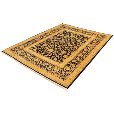 One-of-a-Kind 9'0" X 12'0" New Age Wool Area Rug in Cream/Dark Navy