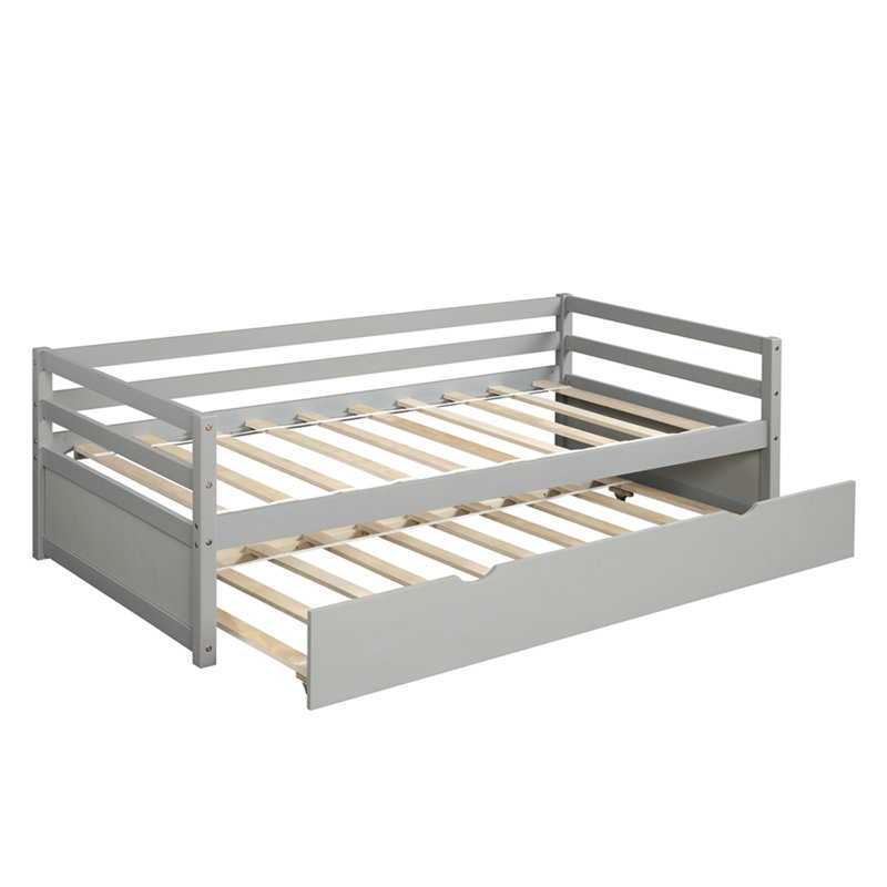 Lit de jour avec cadre gigogne, taille simple, gris