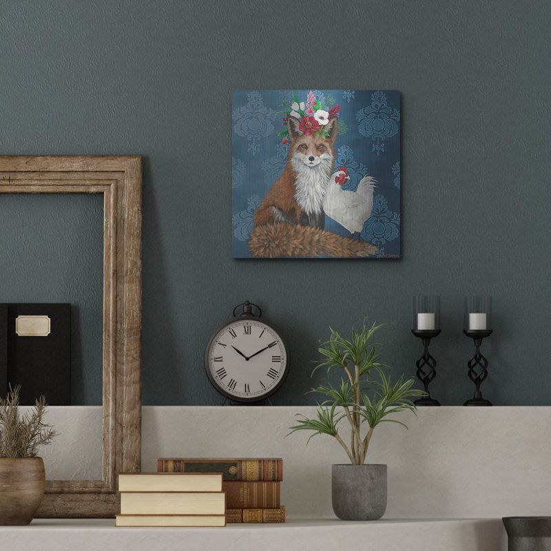  «Fox and Hen» par Heather Gauthier, art mural en métal, 12 po x 12 po, H 12 po x l 12 po