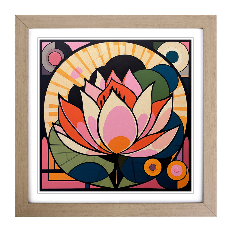 Lotus Flower Constructivism No.1 - Framed Print, Oak
