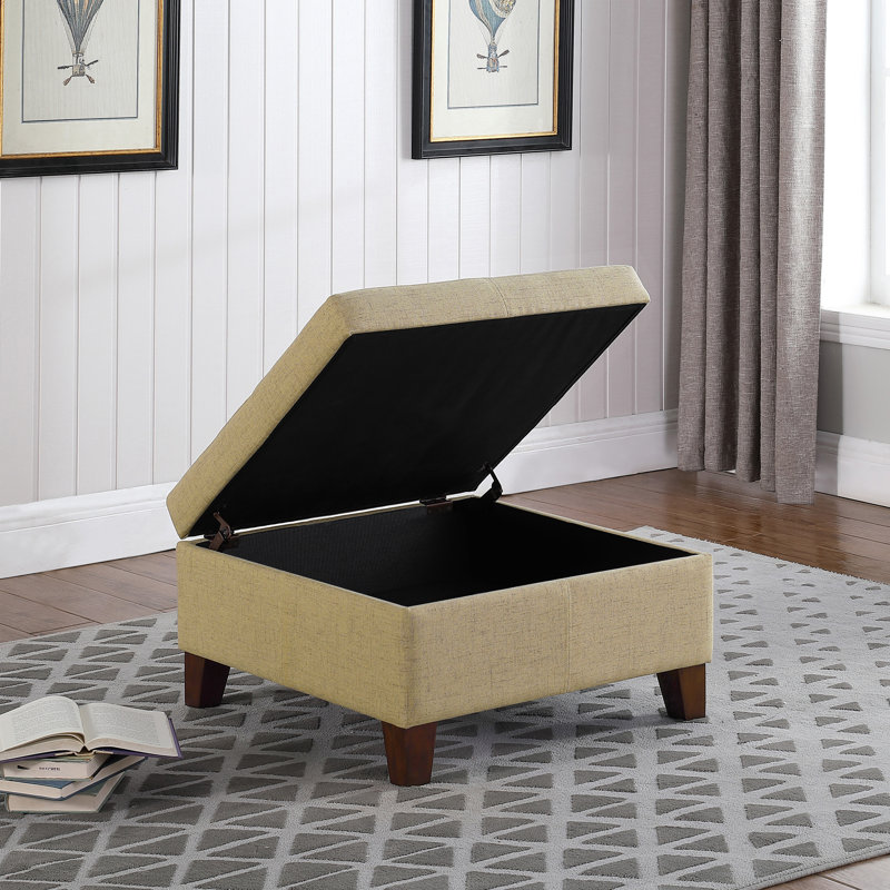Banc de rangement à couvercle rabattable rembourré, Jaune clair