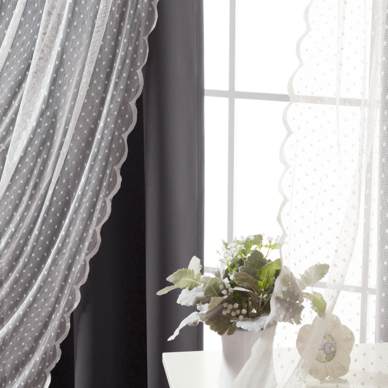 Paire de rideaux obscurcissant Tulle, Gris foncé, l 52 po x L 96 po
