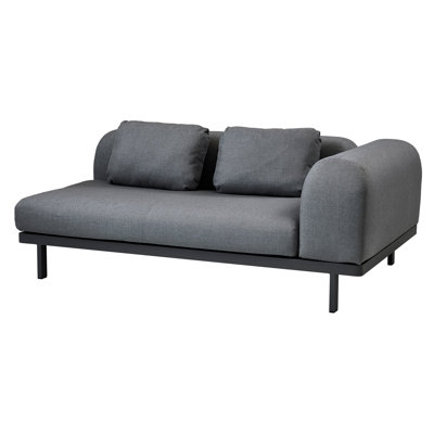 Cane-line Space 2-seater Modular Patio Sofa With Side Cushion In Gray