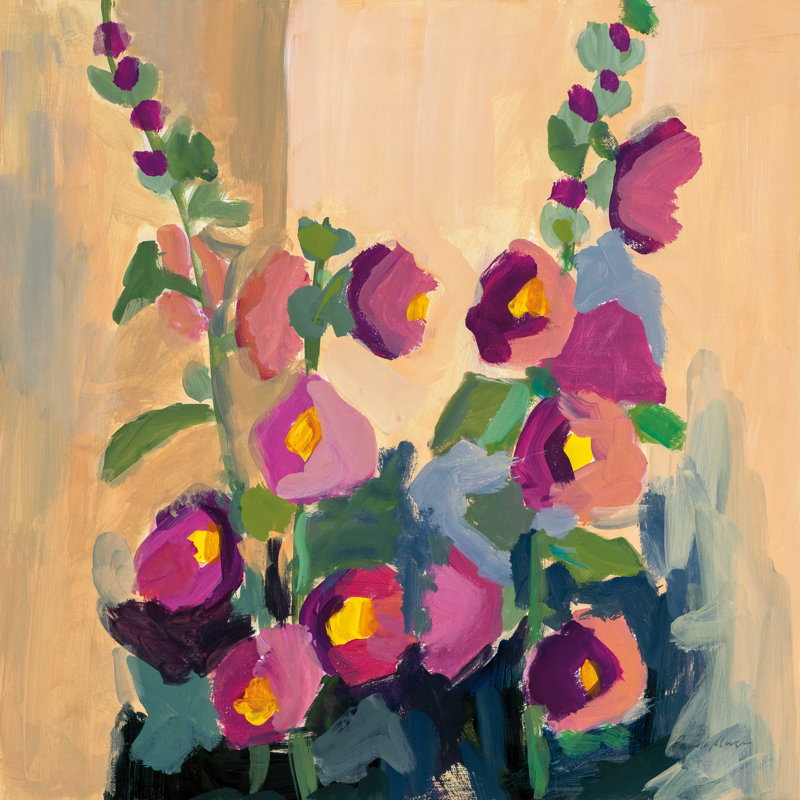 " Summer Hollyhocks ", 30" W x 30" H