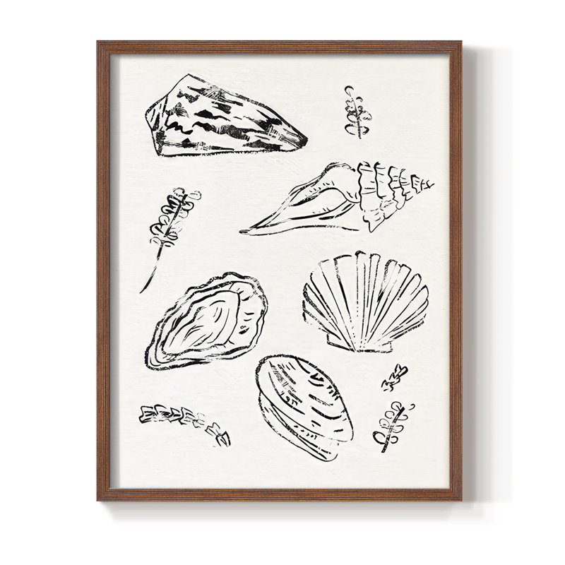 Sea Spirals I, reproduction encadrée - bois massif, H 11 po x l 9 po, Noyer