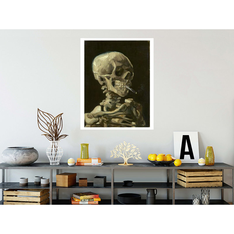 Tête de squelette avec une combustion d'une cigarette par Vincent Van Gogh - Impression Giclée, H 40 po x l 32 po