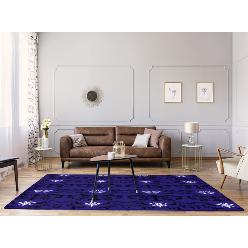 Tapis mauve / noir Damask, Rectangle 9 pi x 12 pi